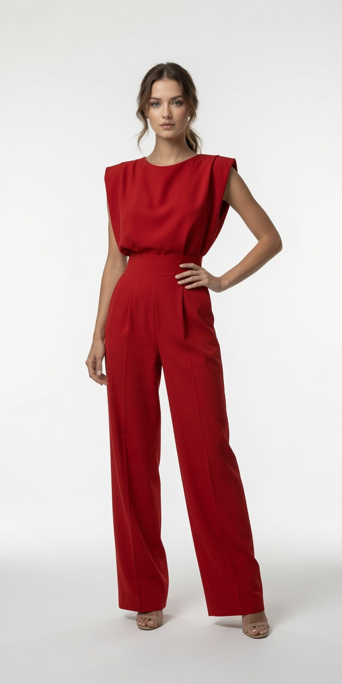Elegante Mono De Mujer De Color Liso Con Tirantes Asimétricos y Pierna Recta Moda Mujer En Tendencia 4 Tonos Mas