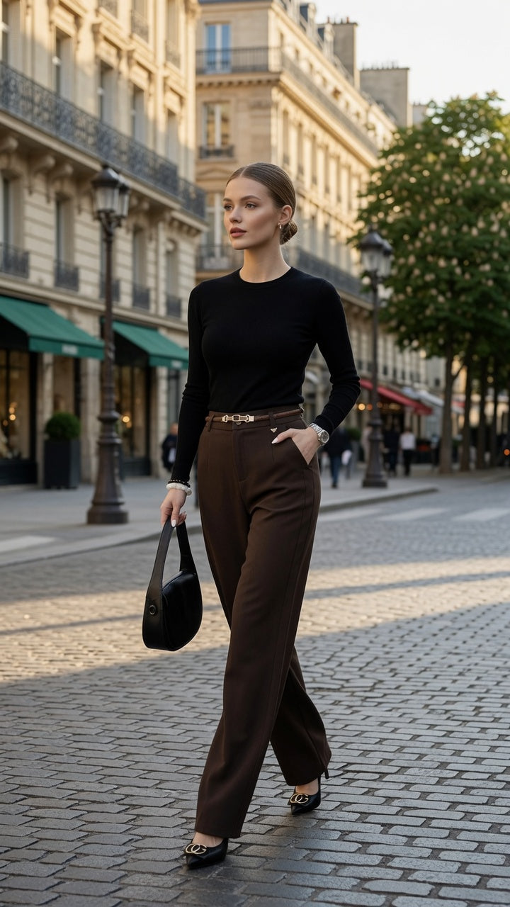Pantalón Elegante De Traje Para Mujer Pantalones Rectos De Cintura Alta Casual Formal Moda Mujer  En Tendencia
