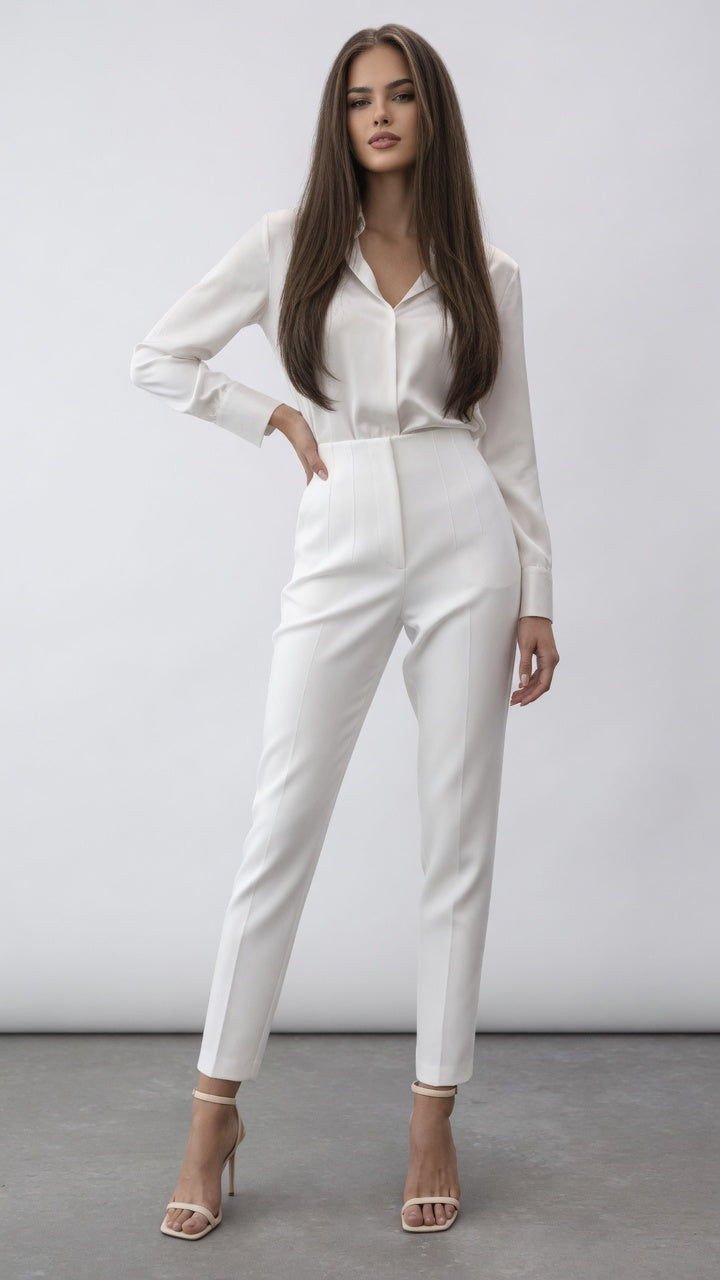 Pantalón Elegante Capri Casual Para Mujer Ajustado Hasta El Tobillo De Cintura Alta  Moda En Tendencia