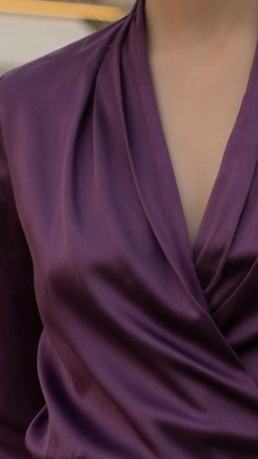 Top Elegante De Satén Con Cuello V En Manga Larga Casual Formal Moda Mujer En Tendencia 2 Tonos Mas 2 Tonos Mas
