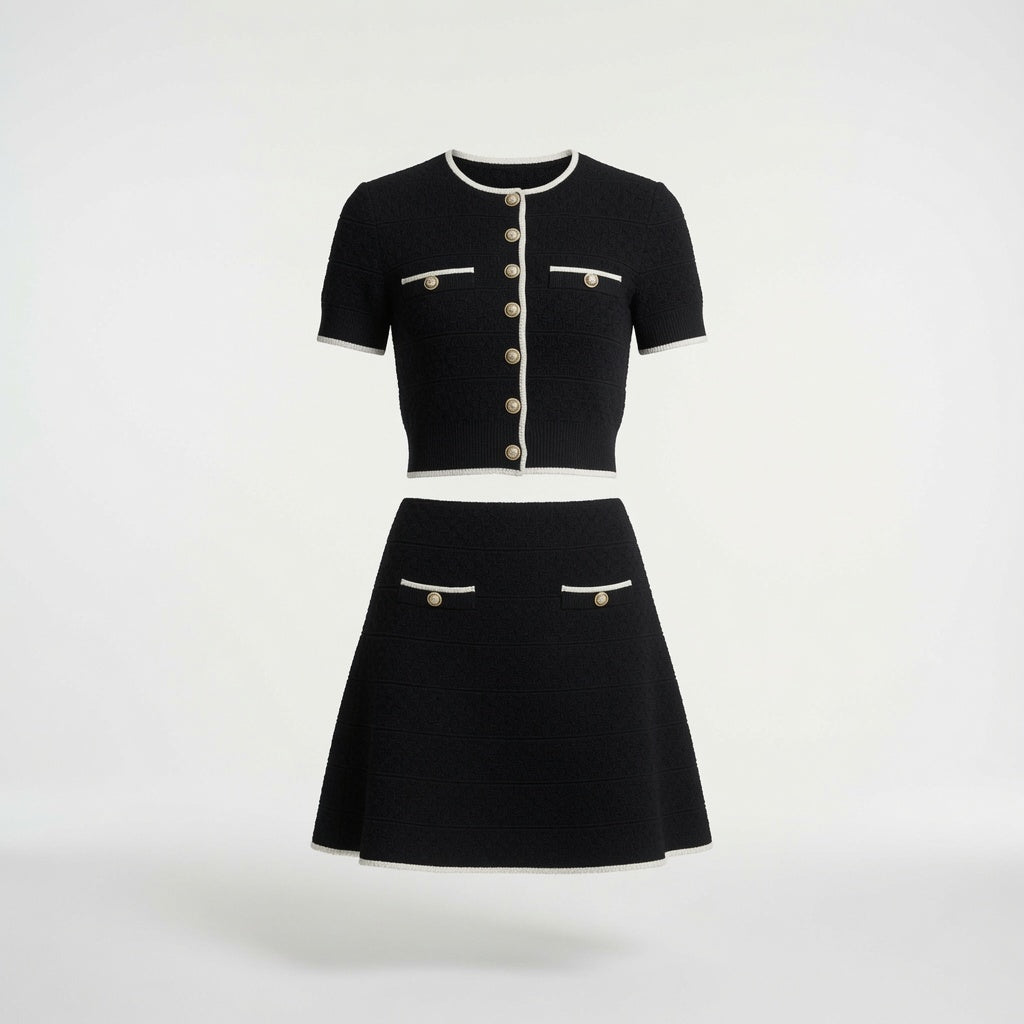 Conjunto De Top y falda Midi Corta Elegante De Algodón Calado Estilo Londres Moda Mujer En Tendencia.