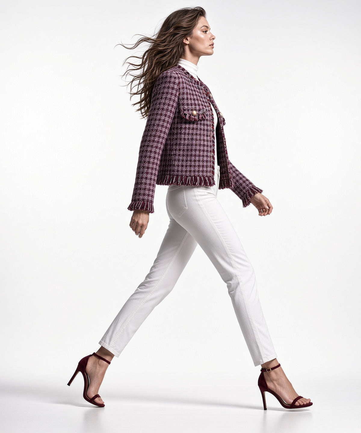 Elegante Abrigo Chaqueta Corta  Casual Formal Con Flecos De Lana Moda Mujer En Tendencia