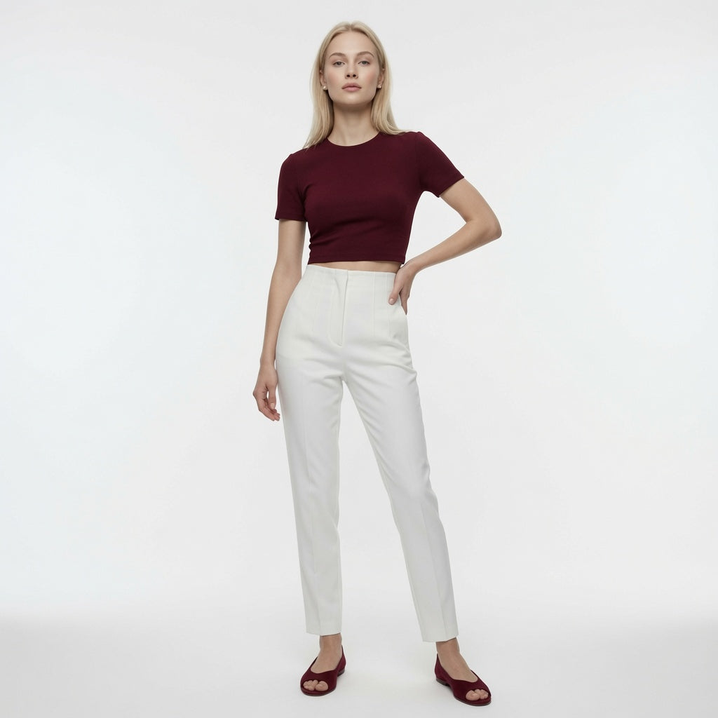 Pantalón Elegante Capri Casual Para Mujer Ajustado Hasta El Tobillo De Cintura Alta  Moda En Tendencia