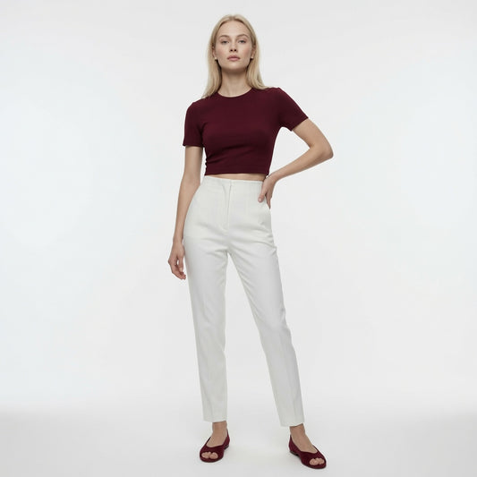 Pantalón Elegante Capri Casual Para Mujer Ajustado Hasta El Tobillo De Cintura Alta  Moda En Tendencia