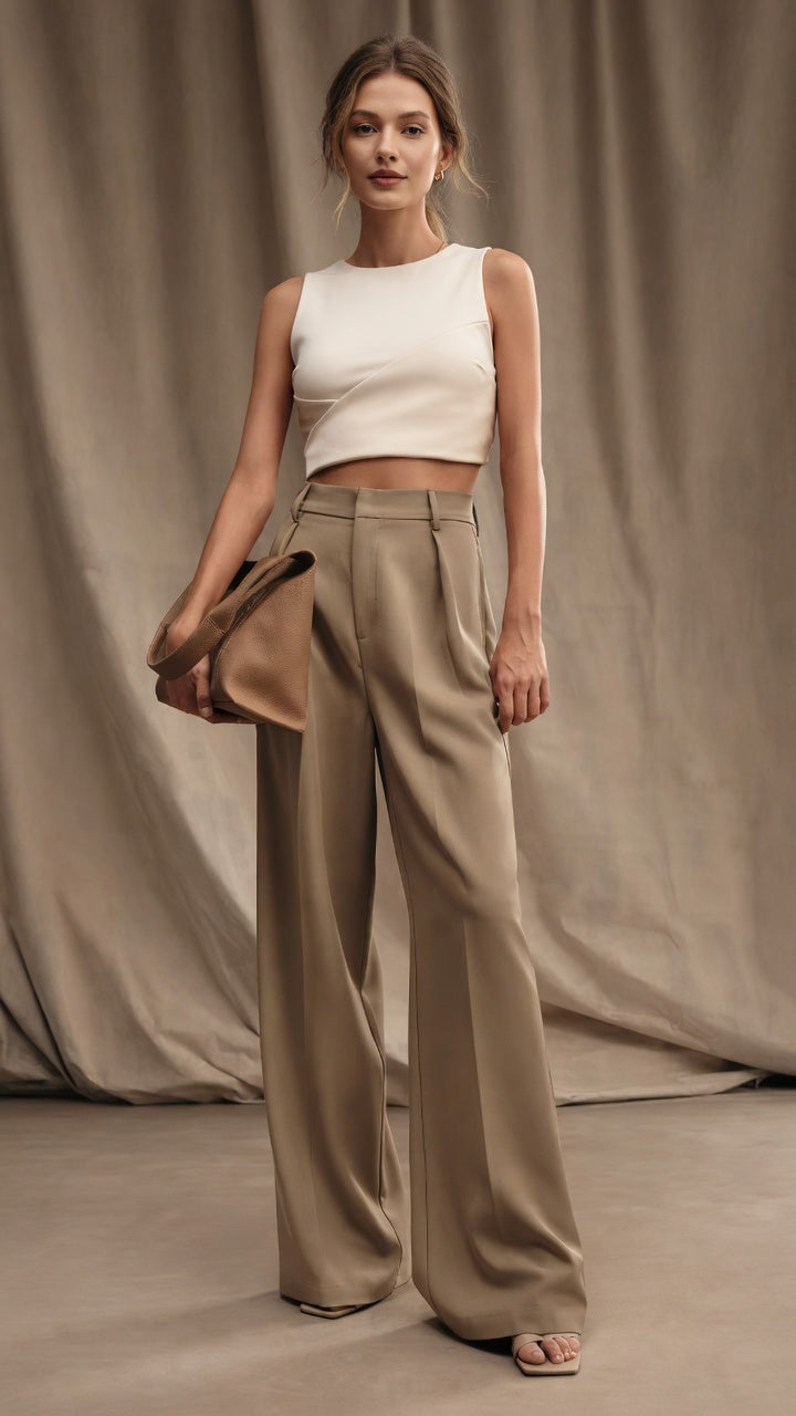 Elegante Pantalón Recto De Traje De Vestir Para Mujer Moda En Tendencia 2 Tonos Mas