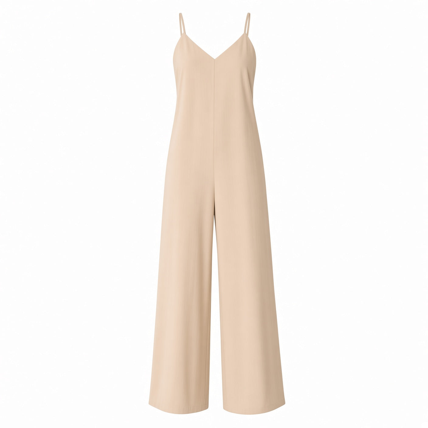 Mono Casual Holgado Con Tirantes Finos Cuello V Pierna Ancha Moda Mujer En Tendencia