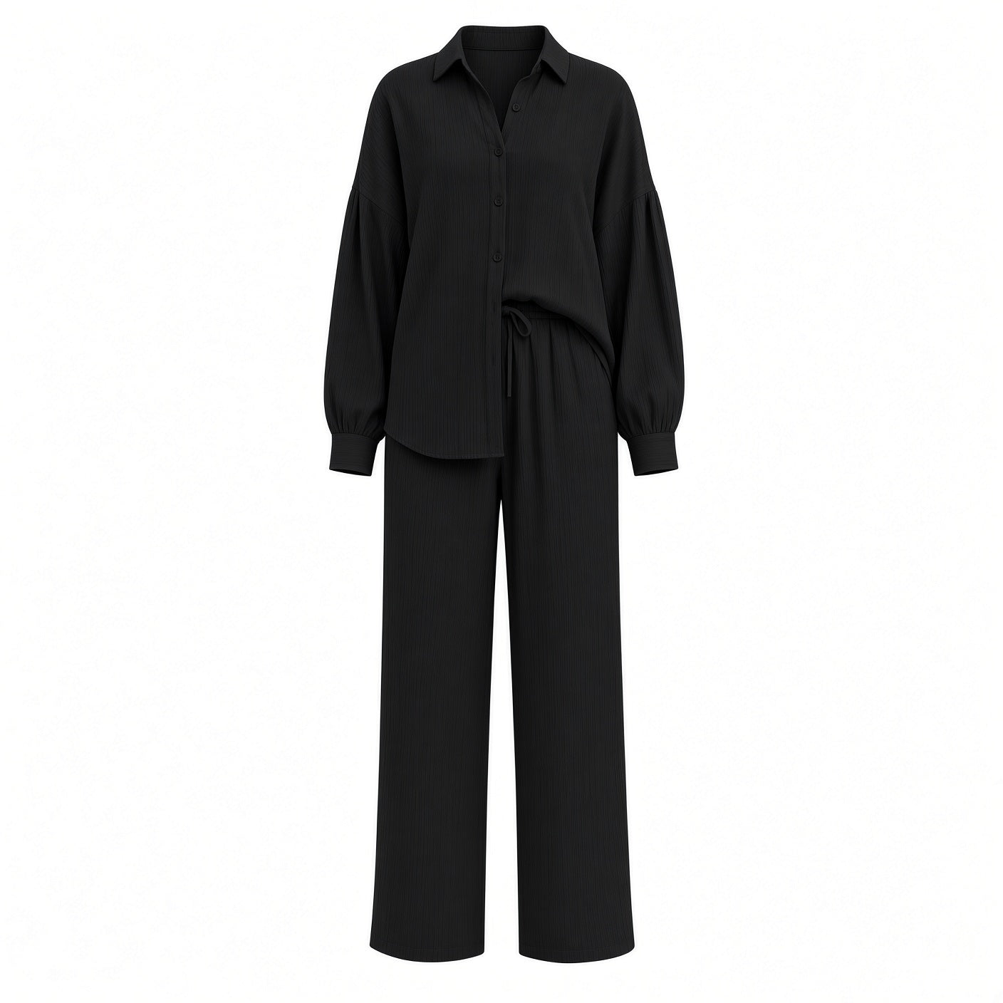 Conjunto Elegante De Camisa Y Pantalón Holgado Pierna Ancha fresco Moda Mujer En Tendencia