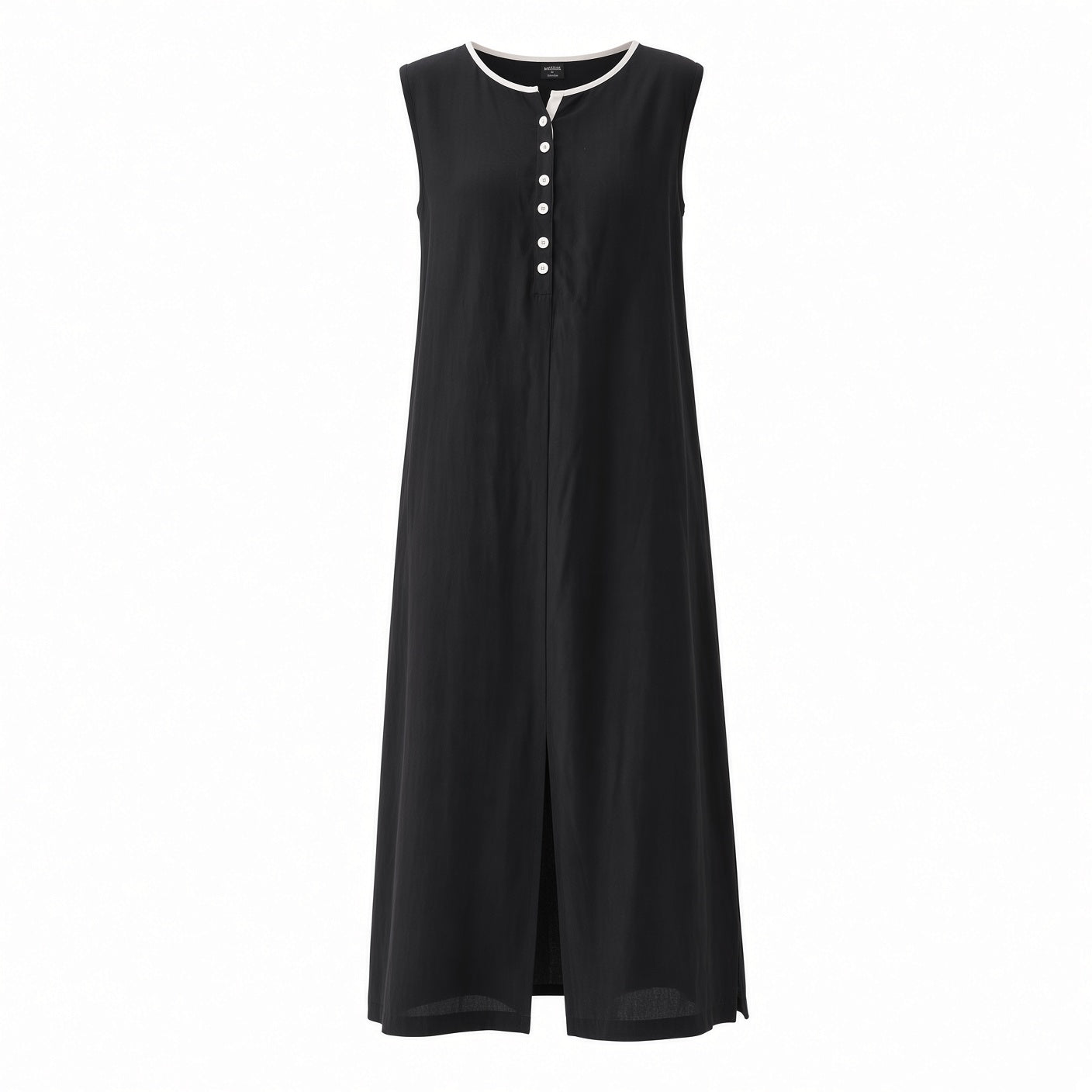 Vestido Elegante Sin Mangas Con Cuello Redondo De Algodón Y Lino Fresco Holgado Moda Mujer En Tendencia