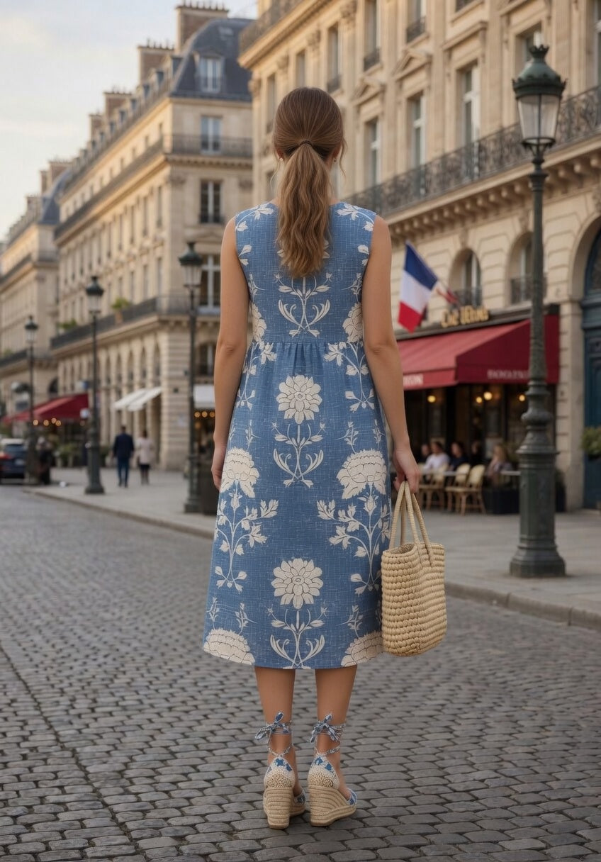 Vestido Midi Azul Largo  En Tendencia