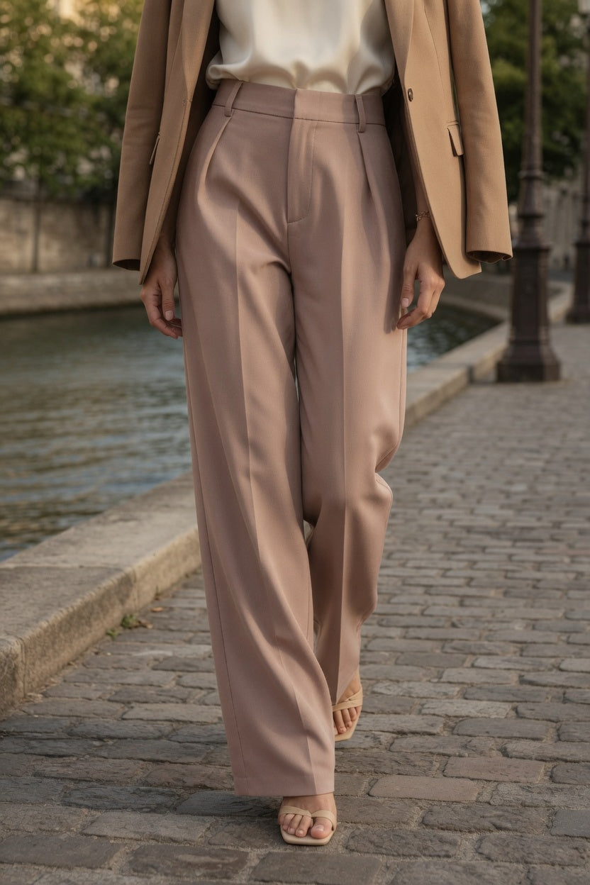 Elegante Pantalón Recto De Traje De Vestir Moda Mujer En Tendencia 3 Tonos Mas