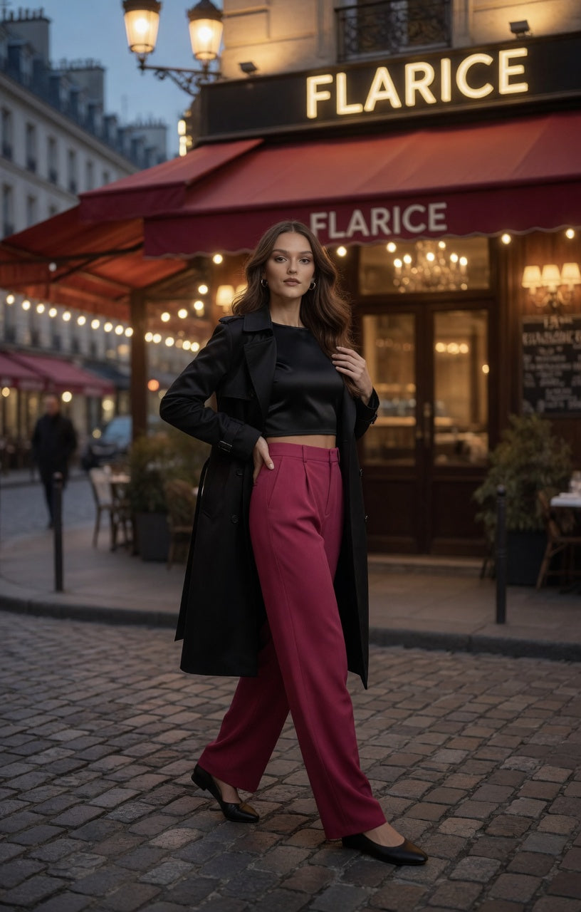 Pantalón Elegante Para Mujer Pierna Ancha Corte de Cintura Alta Casual Moda Mujer En Tendencia
