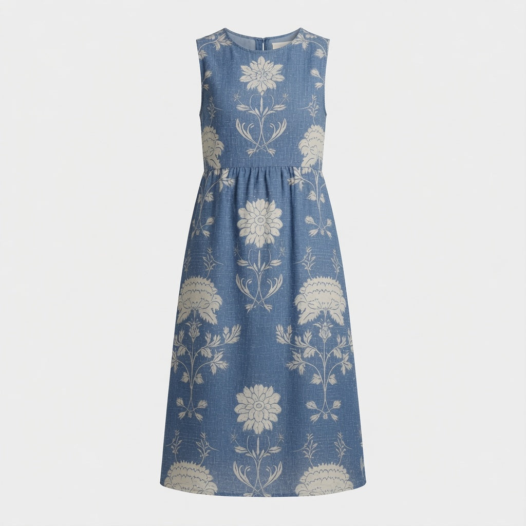 Vestido Midi Azul Largo  En Tendencia