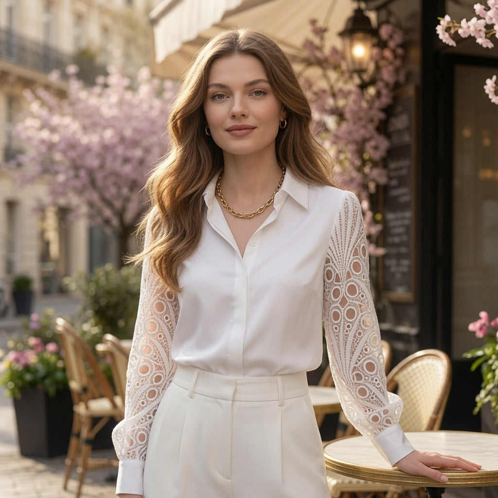 Blusa Hueca Casual Formal Elegante Moda Mujer En Tendencia- Un Tono Mas.