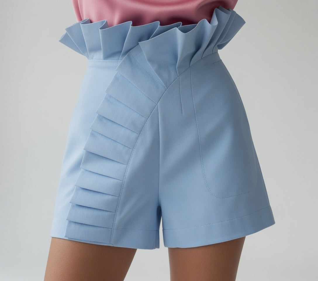 Pantalones Cortos Elegantes Con Volantes Para Mujer