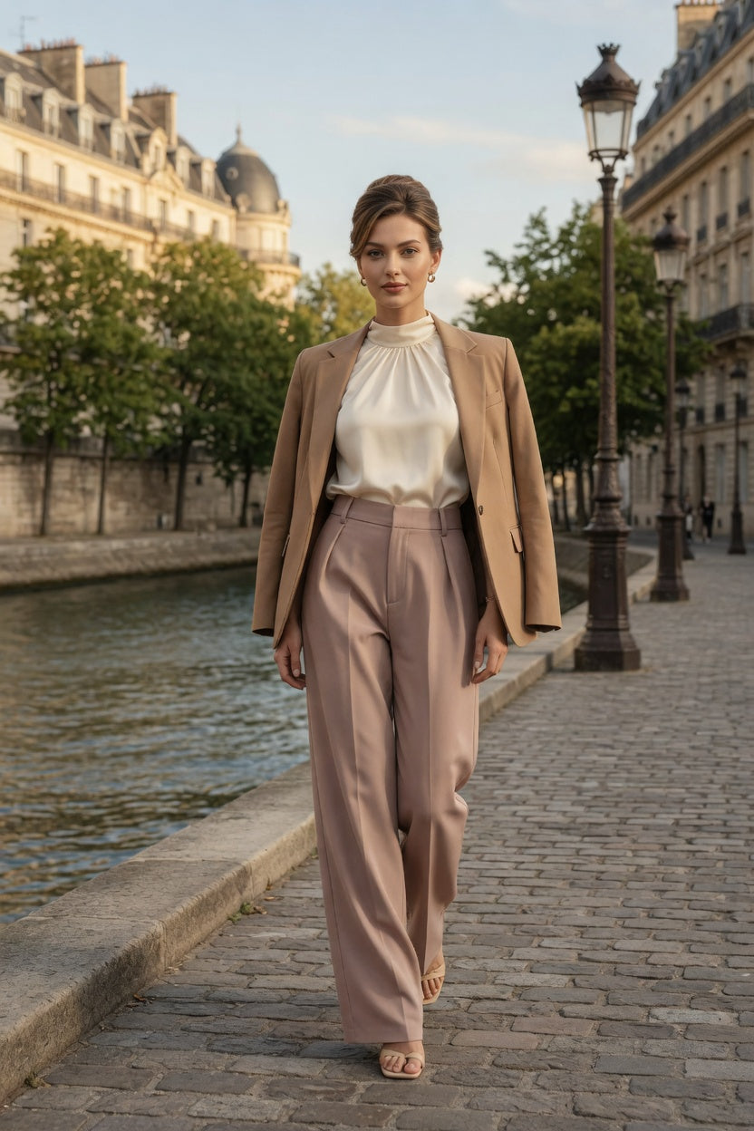 Elegante Pantalón Recto De Traje De Vestir Para Mujer  Casual Formal Moda Mujer En Tendencia 3 Tonos Mas