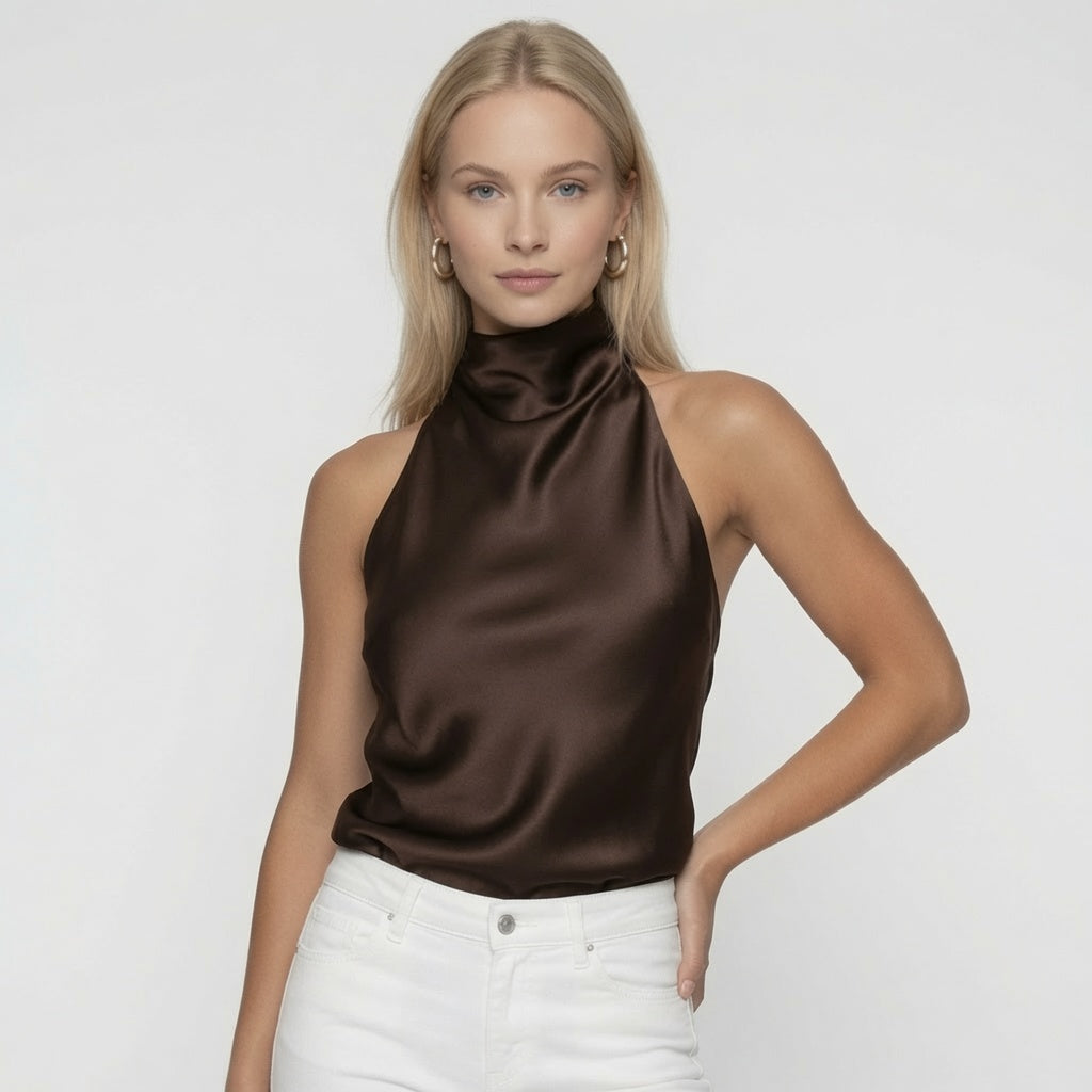 Top De Corsé De Satén Halter Para Mujer. Casual Formal. 3 Tonos Mas En Tendencia.