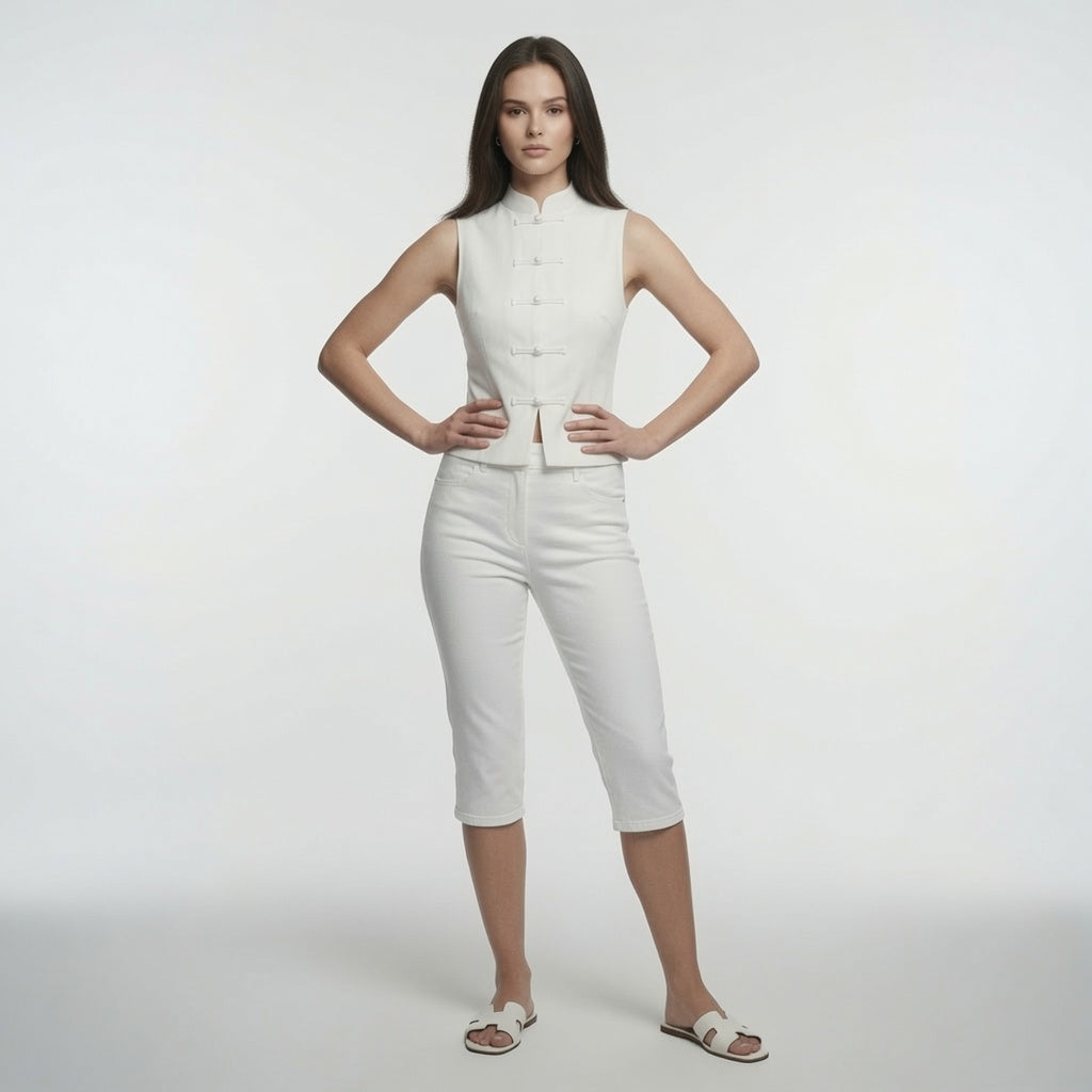 Blusa Casual formal Elegante Estilo Chino Manga Corta Para Mujer, Manga Corta Moda En Tendencia.