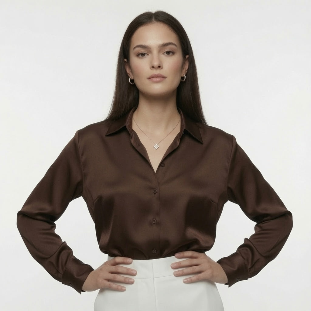 Blusa Para Mujer De Satén Casual Formal Elegante En Tendencia / 2 Colores Mas.