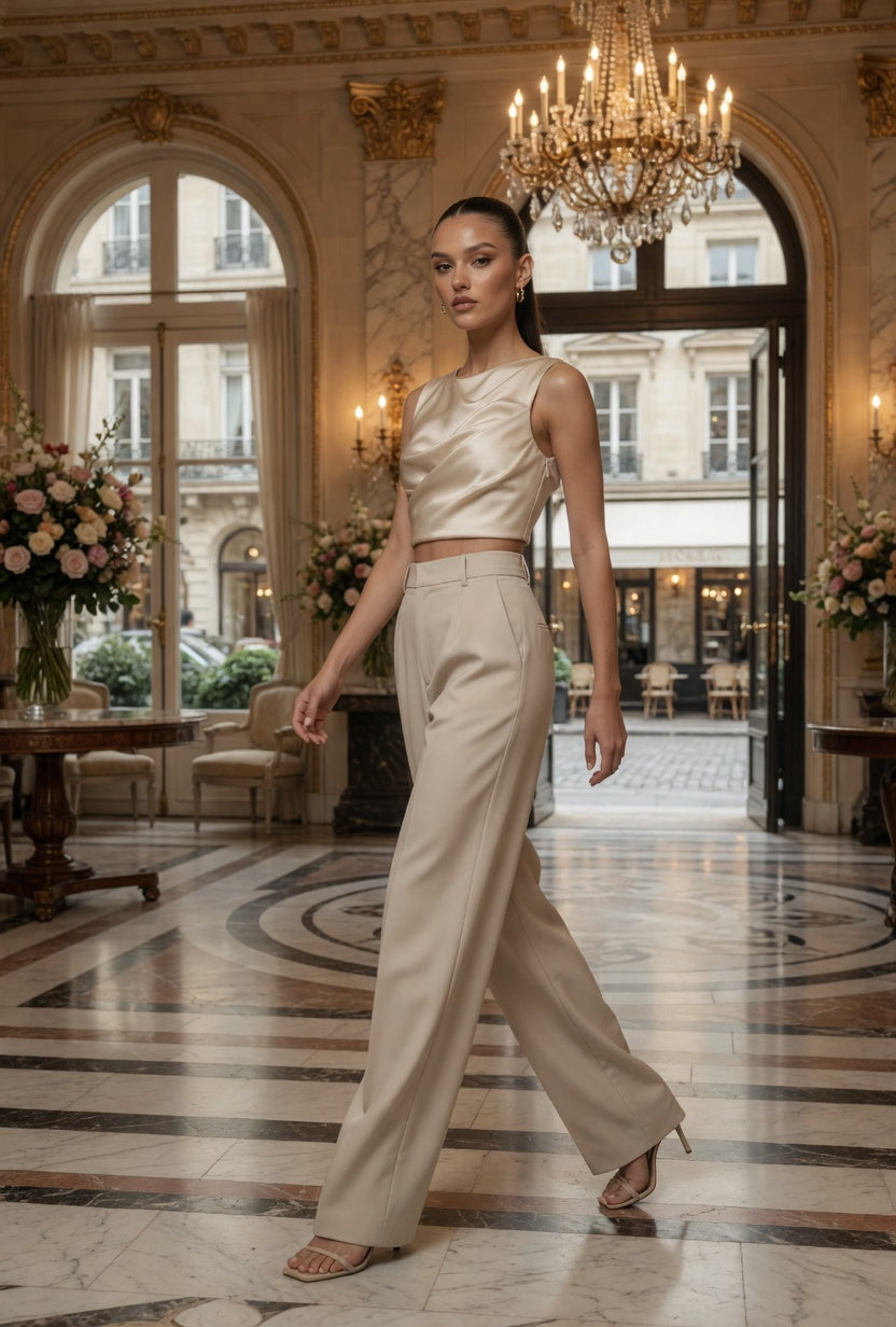 Elegante Pantalón Recto De Traje De Vestir Moda Mujer En Tendencia 3 Tonos Mas