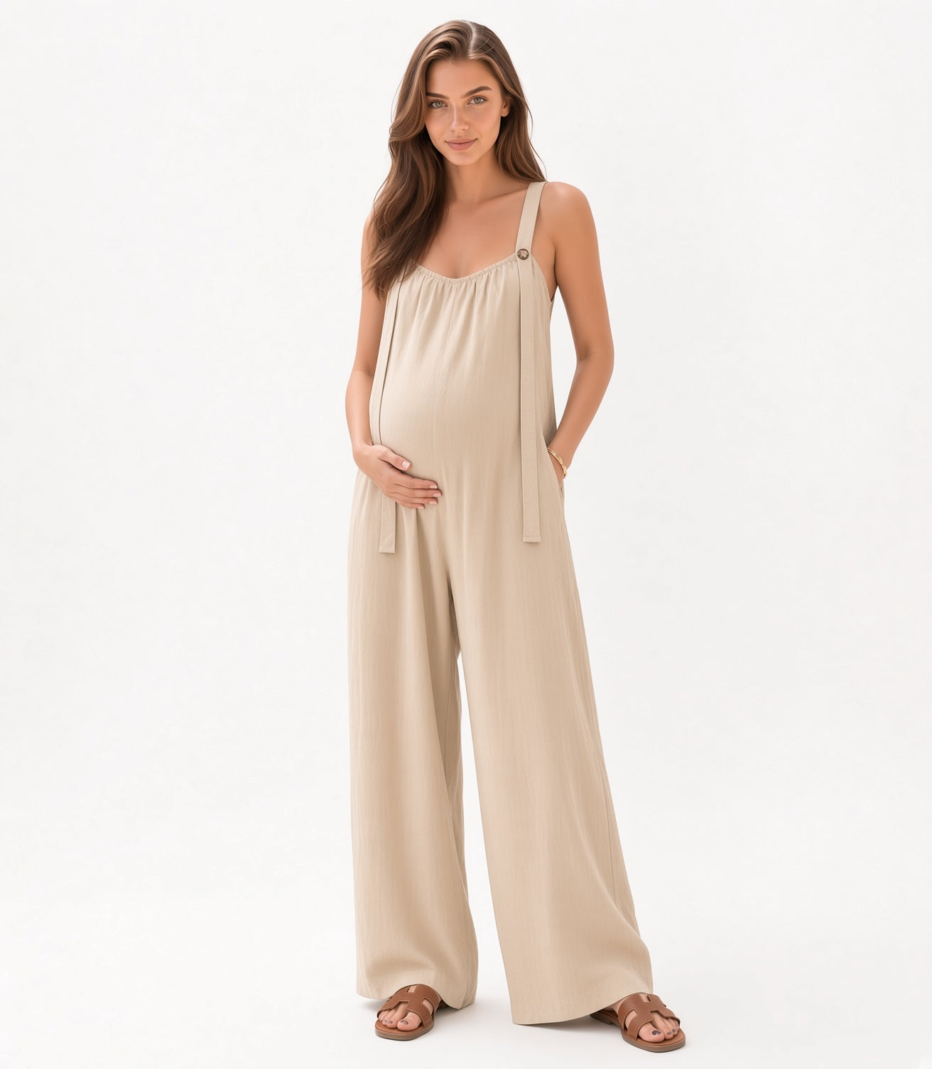 Mono Elegante Casual Sin Mangas Pierna Ancha Holgado Fresco Moda Mujer En Tendencia