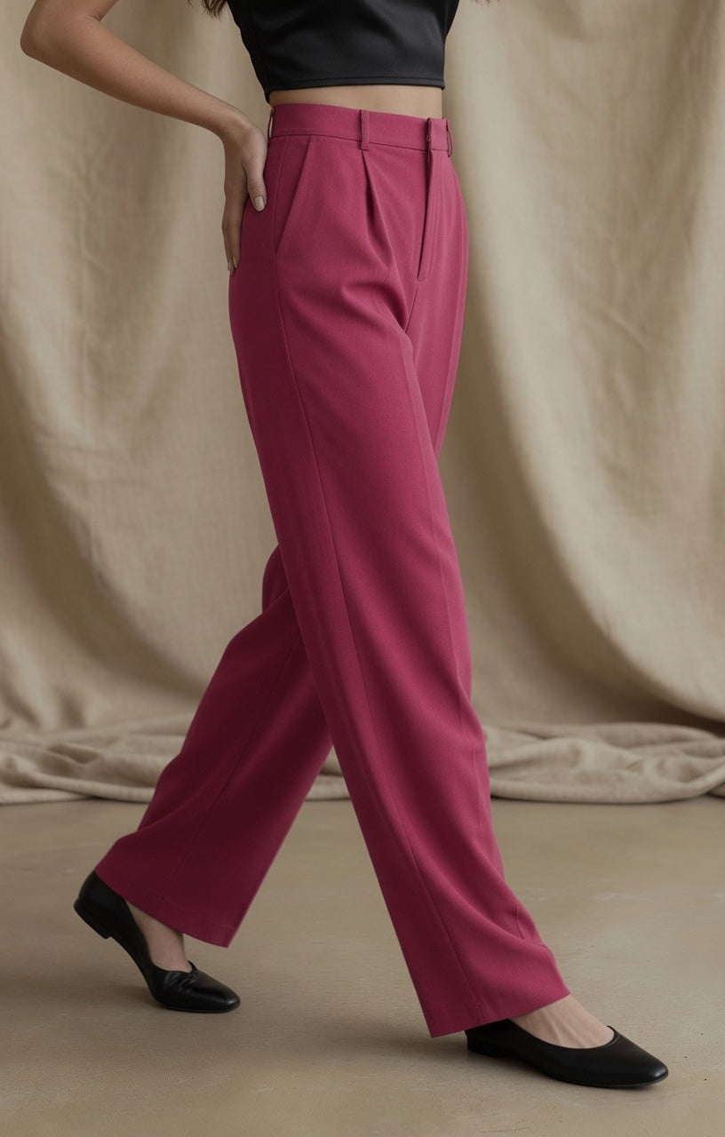 Pantalón Elegante Para Mujer Pierna Ancha Corte de Cintura Alta Casual Moda Mujer En Tendencia