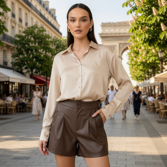 Blusa Para Mujer De Satén Casual Formal Elegante En Tendencia / 2 Colores Mas.