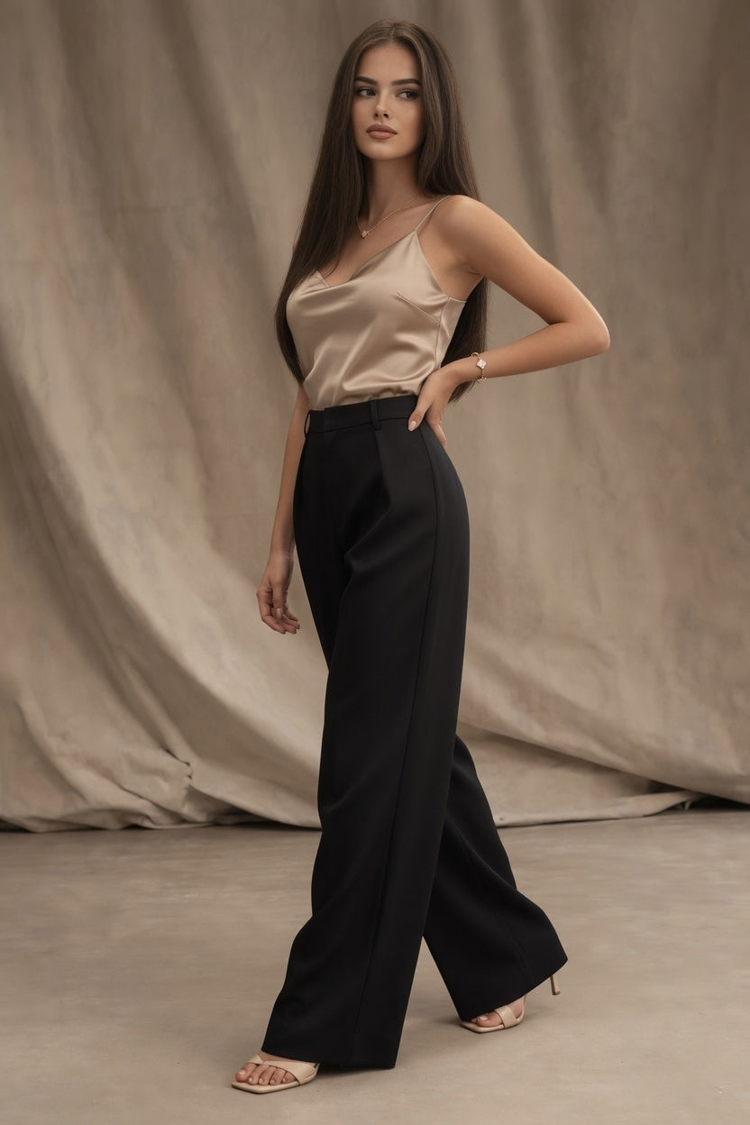 Elegante Pantalón Recto De Traje De Vestir Para Mujer Moda En Tendencia 3 Tonos Mas