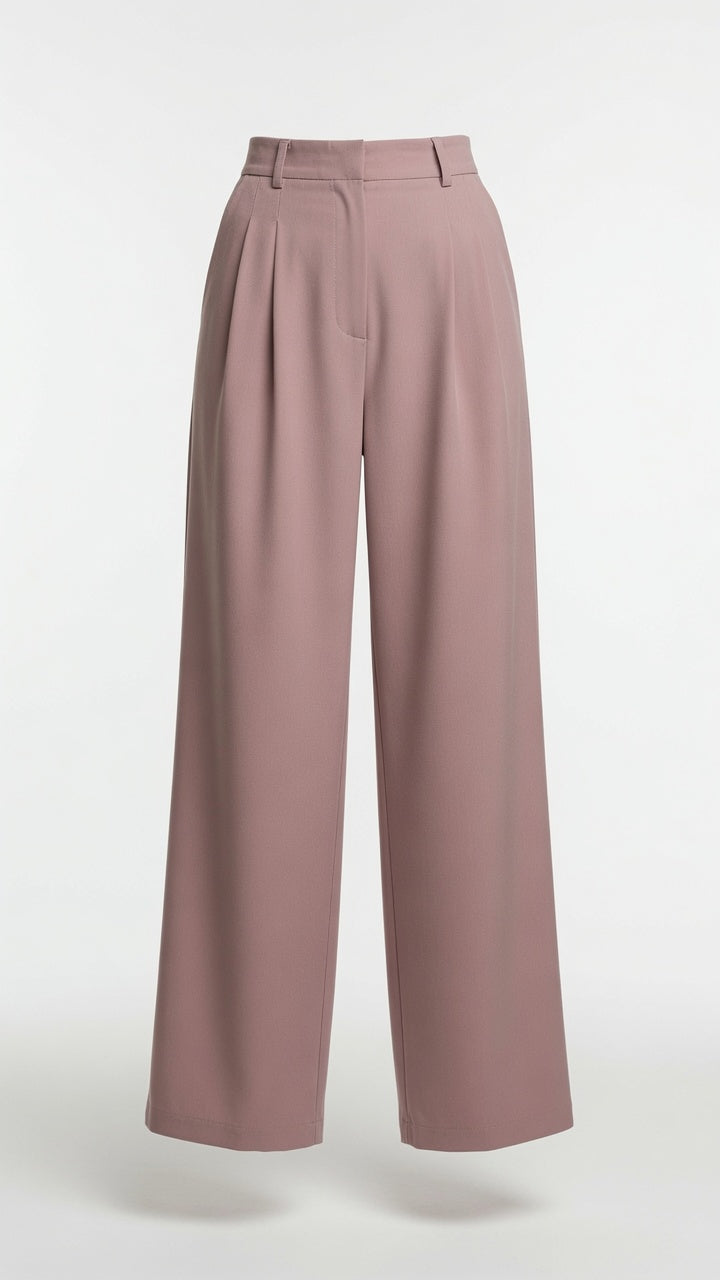 Elegante Pantalón De Pierna Ancha De Cintura Alta Corte Recto Fibra Poliéster Delgado Casual Moda Mujer En Tendencia