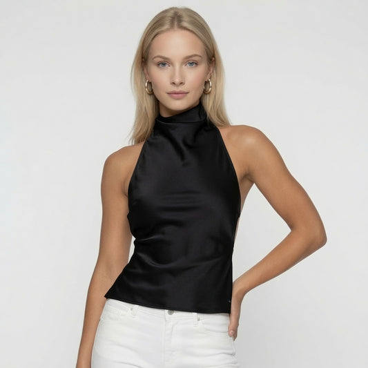 Top De Corsé De Satén Halter Para Mujer Casual Formal Elegante 2 Tonos Mas En Tendencia