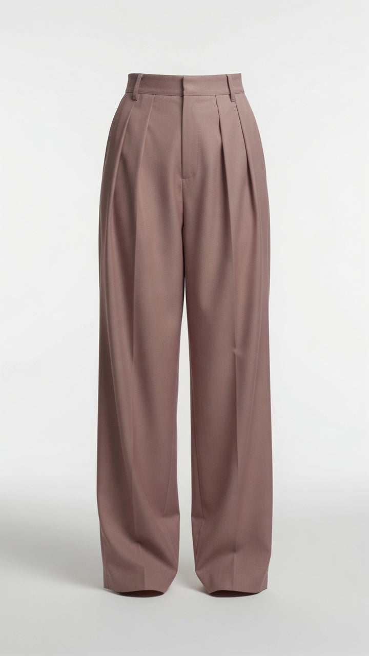 Elegante Pantalón de Traje De Cintura Alta Holgados y De Pierna Ancha Moda Mujer En Tendencia