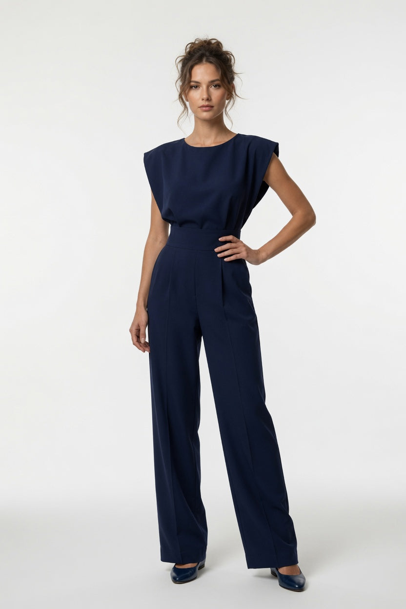 Elegante Mono De Mujer De Color Liso Con Tirantes Asimétricos y Pierna Recta Moda Mujer En Tendencia 4 Tonos Mas