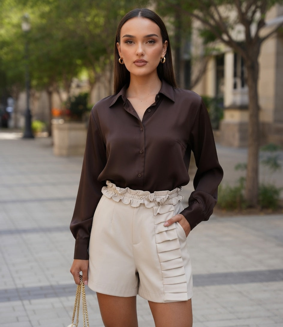 Blusa Para Mujer De Satén Casual Formal Elegante En Tendencia / 2 Colores Mas.