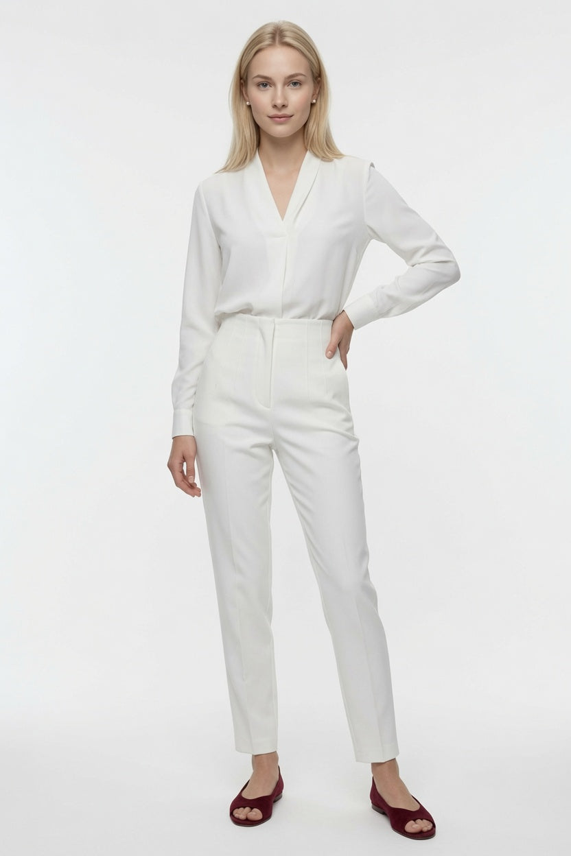 Pantalón Elegante Capri Casual Para Mujer Ajustado Hasta El Tobillo De Cintura Alta  Moda En Tendencia