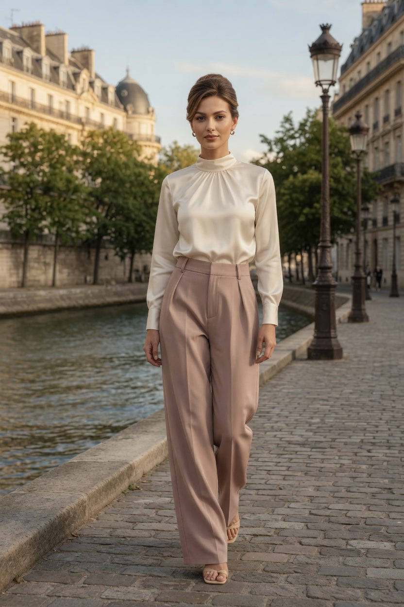 Elegante Pantalón Recto De Traje De Vestir Para Mujer  Casual Formal Moda Mujer En Tendencia 3 Tonos Mas