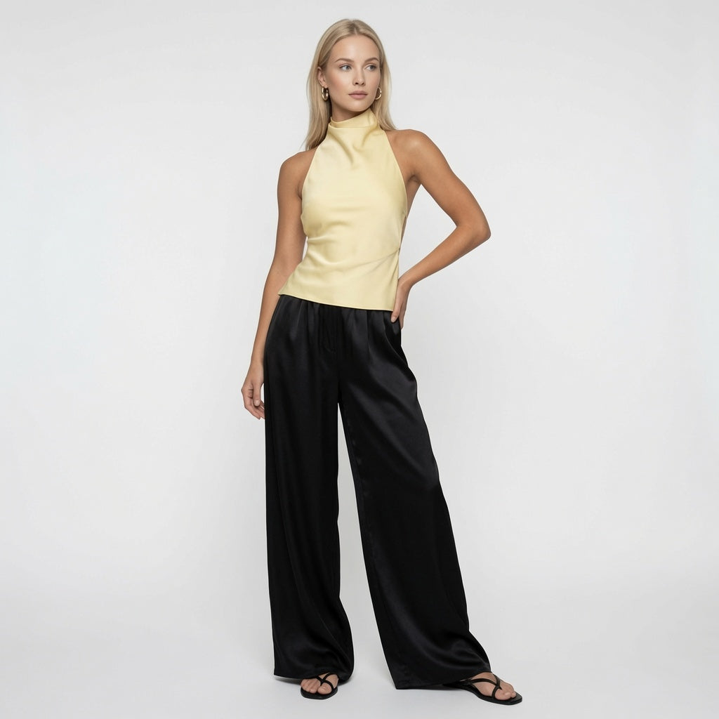 Top De Corsé De Satén Halter Para Mujer Formal Casual Elegante 2 tonos mas En Tendencia