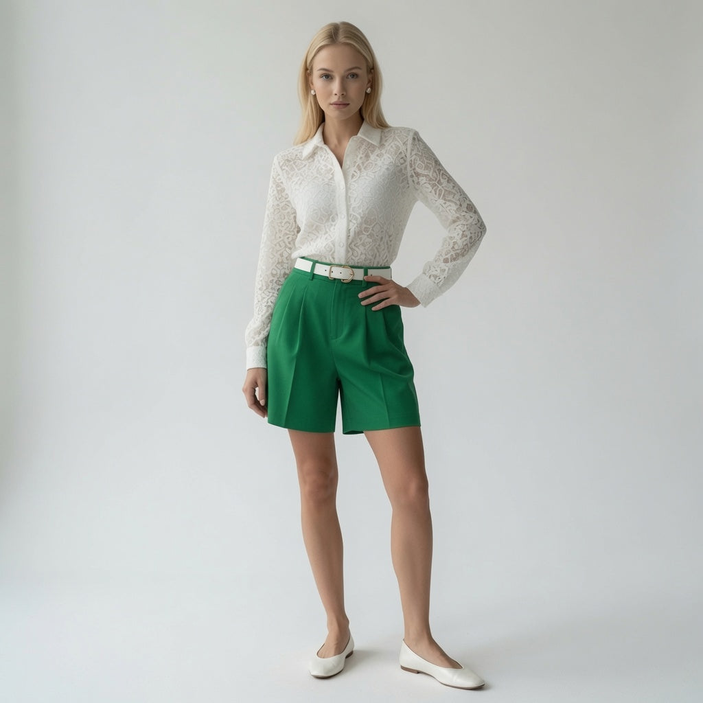 Shorts / Pantalón Corto Elegante Casual Formal Moda Mujer En Tendencia 2 Tonos Mas
