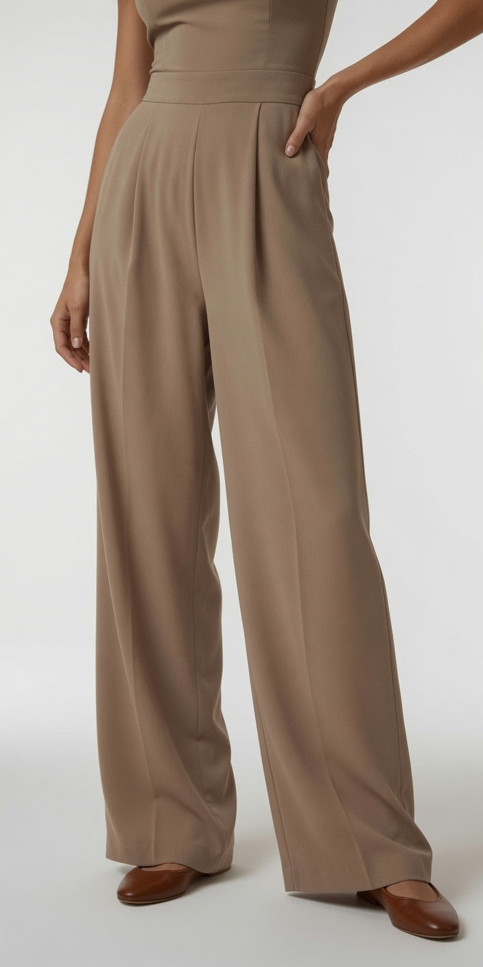 Mono Elegante Sin Tirantes Con Bolsillos En Color Liso Cintura Alta Corte Recto Moda Mujer En Tendencia 2 Tonos Mas
