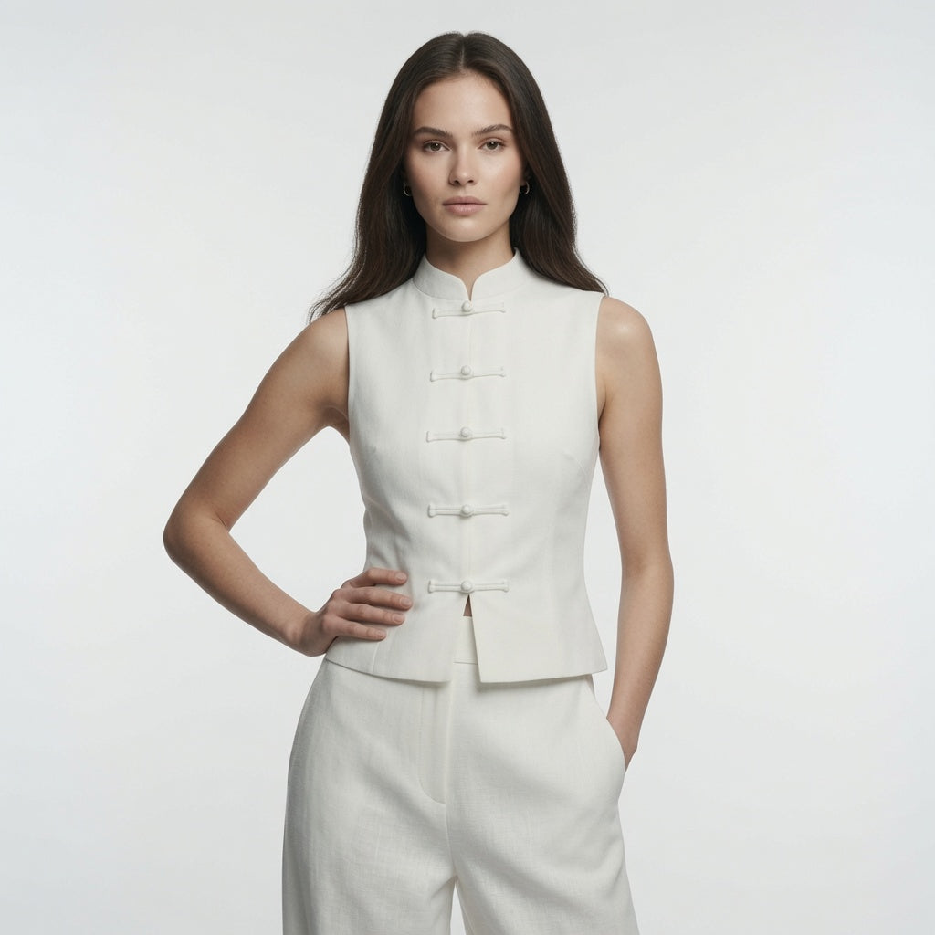 Blusa Casual formal Elegante Estilo Chino Manga Corta Para Mujer, Manga Corta Moda En Tendencia.