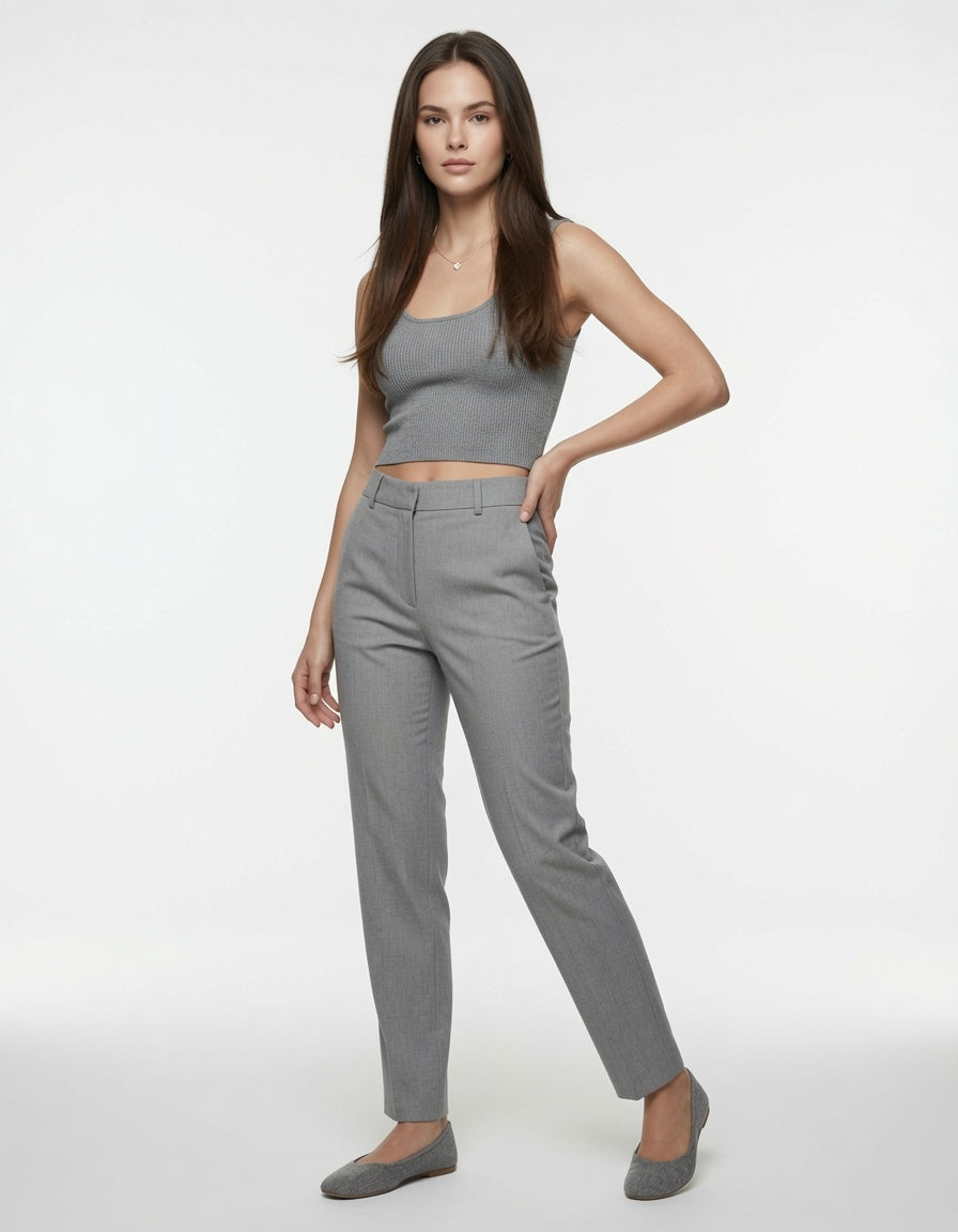 Pantalón Elegante Para Mujer De Traje De Seda  Corte Ajustado Corte Recto Moda Mujer En Tendencia