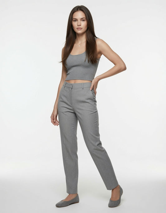 Pantalón Elegante Para Mujer De Traje De Seda  Corte Ajustado Corte Recto Moda Mujer En Tendencia