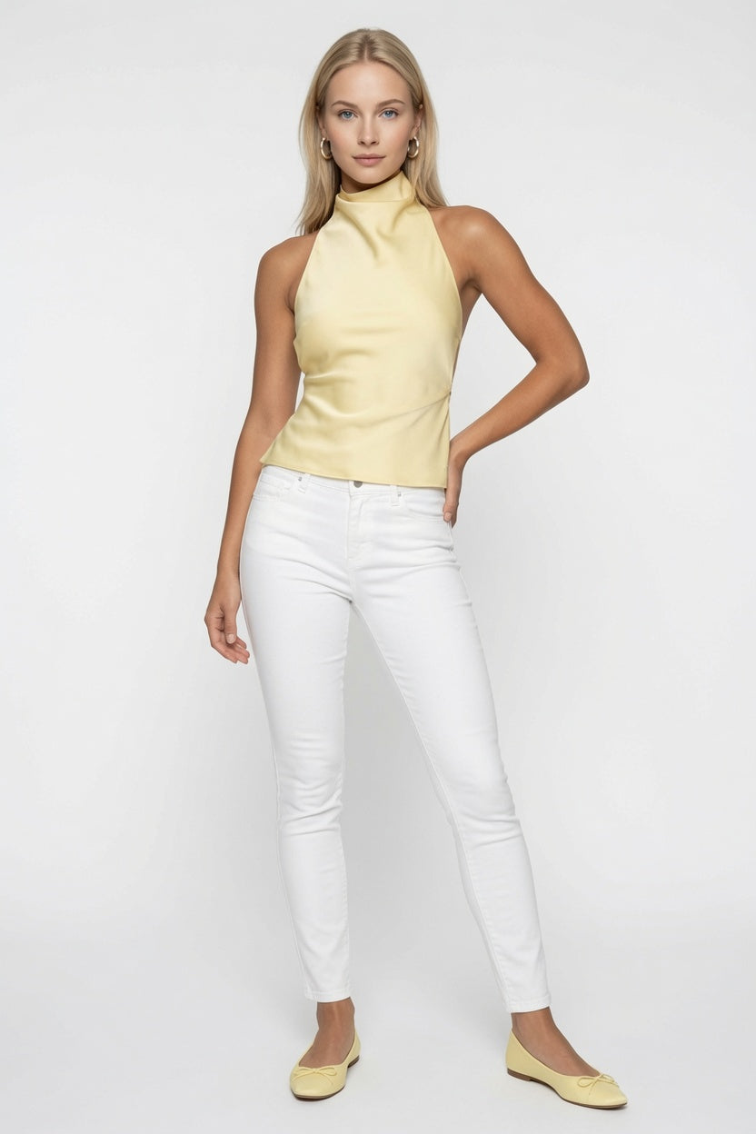 Top De Corsé De Satén Halter Para Mujer Formal Casual Elegante 2 tonos mas En Tendencia