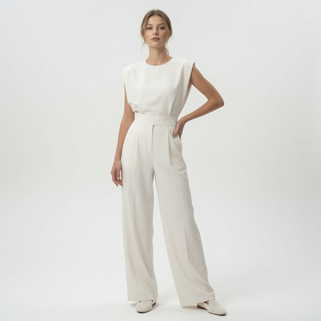 Elegante Mono De Mujer De Color Liso Con Tirantes Asimétricos y Pierna Recta Moda Mujer En Tendencia 4 Tonos Mas