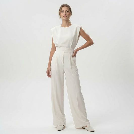 Elegante Mono De Mujer De Color Liso Con Tirantes Asimétricos y Pierna Recta Moda Mujer En Tendencia 4 Tonos Mas