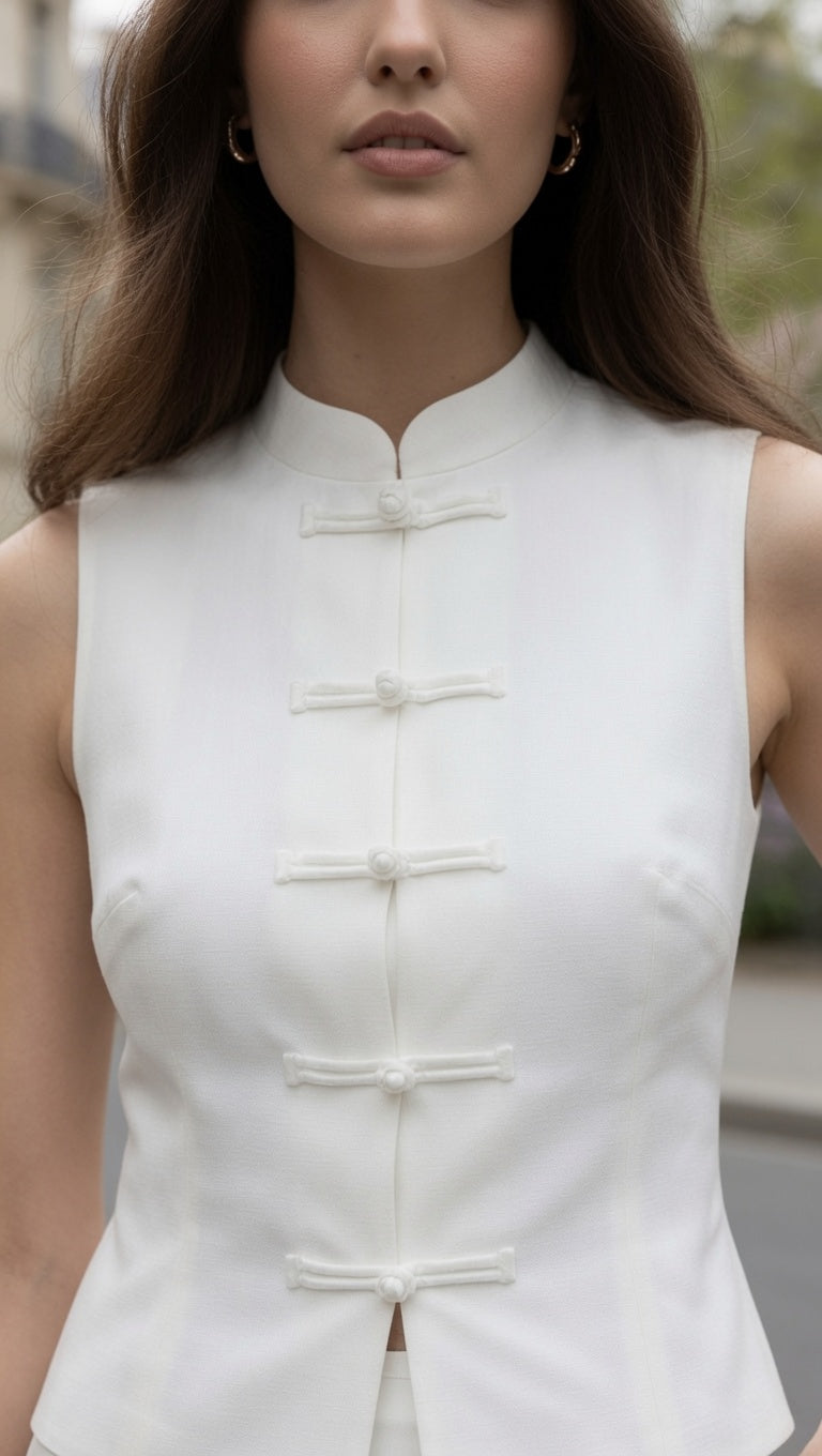 Blusa Casual formal Elegante Estilo Chino Manga Corta Para Mujer, Manga Corta Moda En Tendencia.